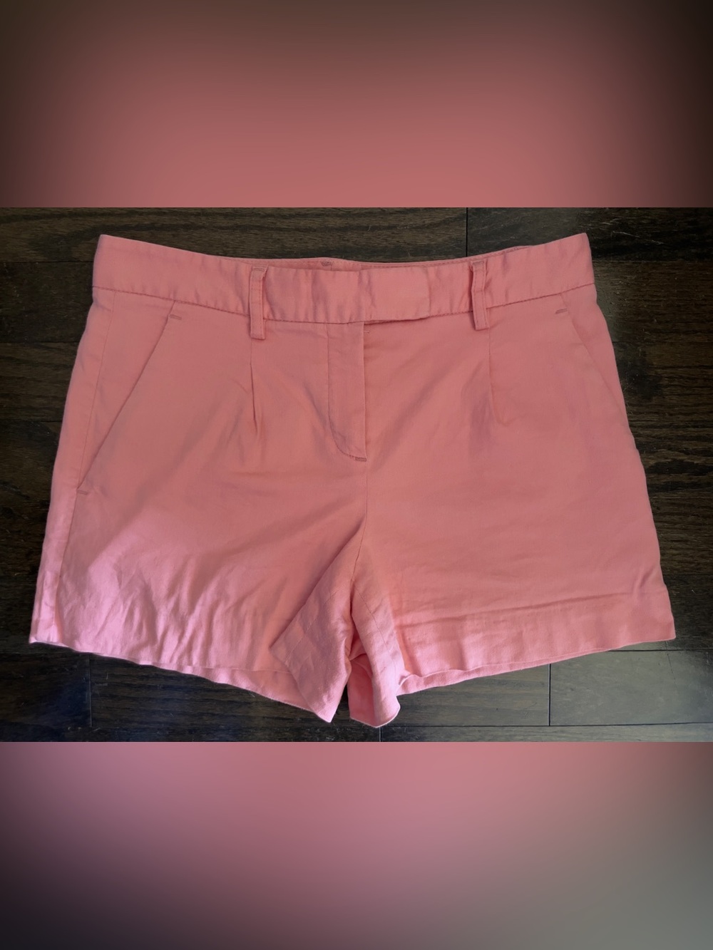 Theory Coral Pink Linen Blend Tailored Shorts Size 2